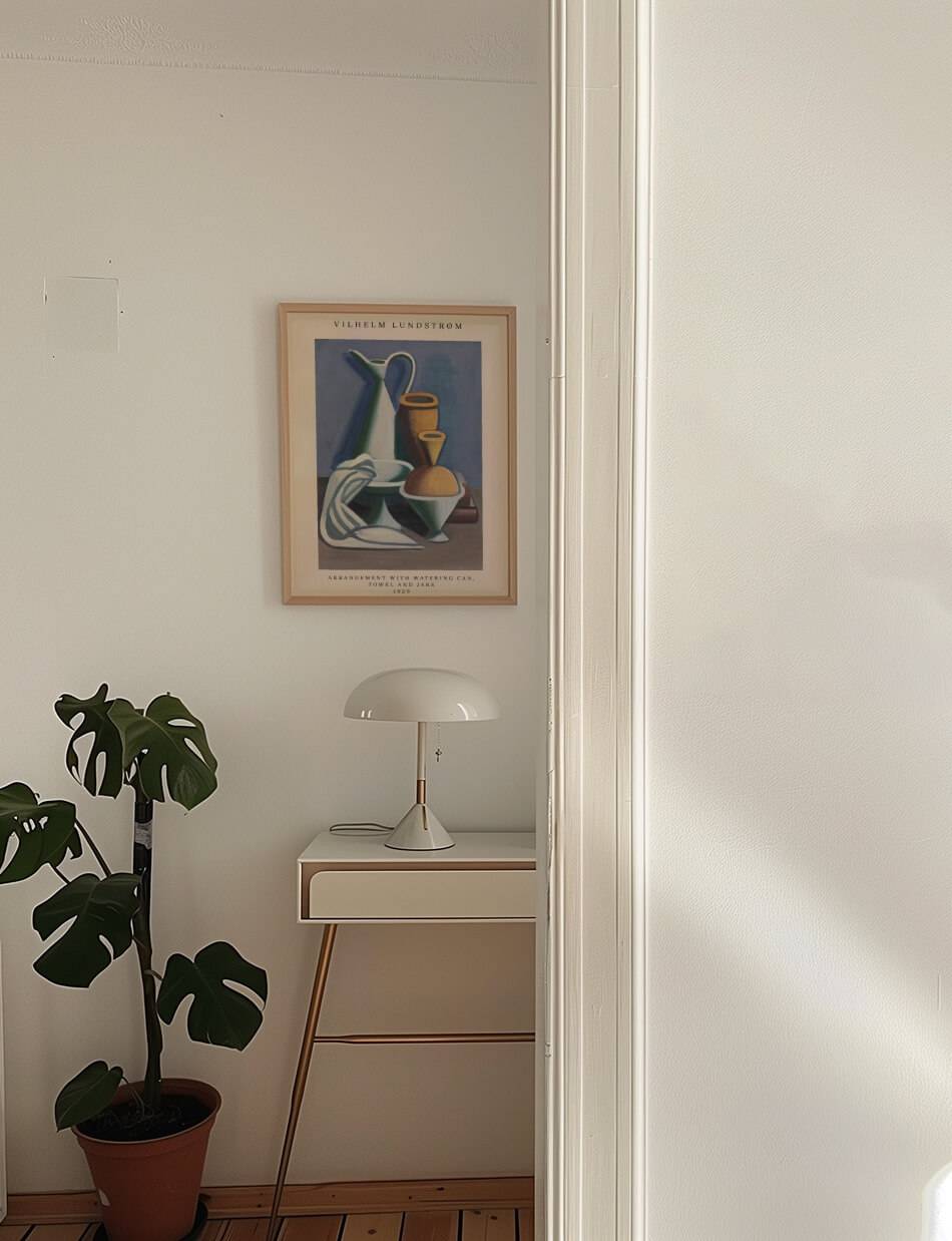Arrangement with Watering Can, Towel and Jars - Vilhelm Lundstrøm