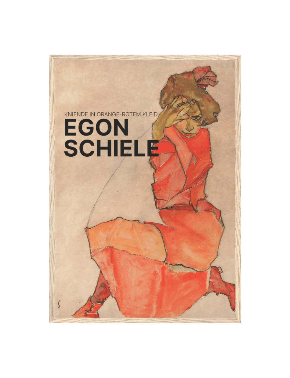 Kniende in orange-rotem Kleid - Egon Schiele