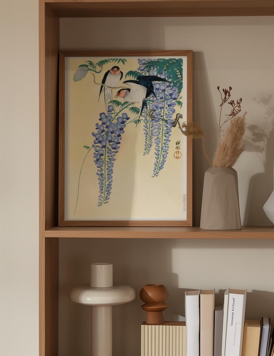 Swallows and Wisteria - Ohara Koson