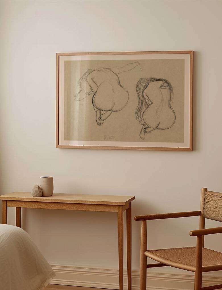 Two Studies of a Seated Nude with Long Hair