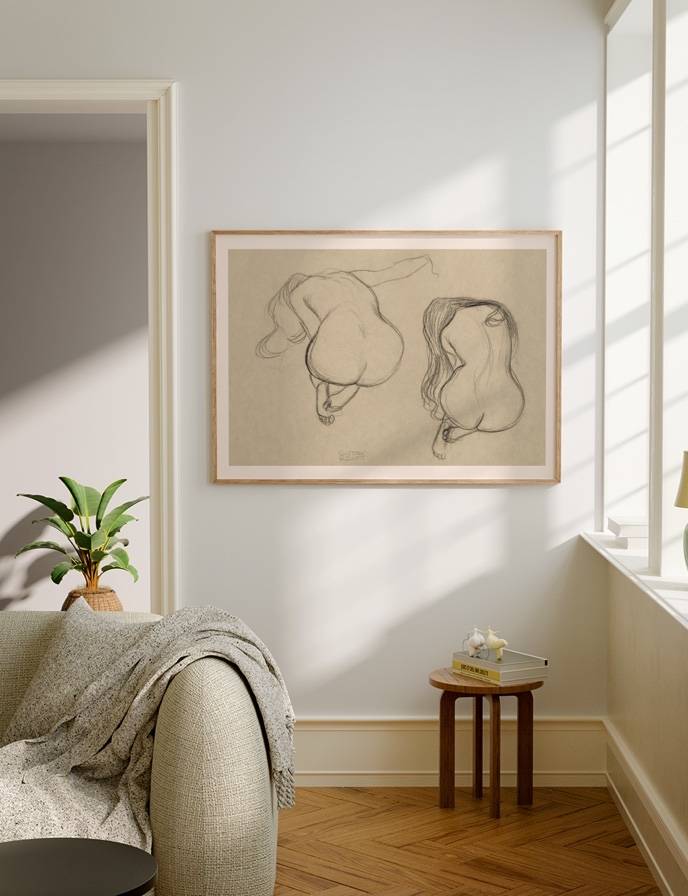 Two Studies of a Seated Nude with Long Hair