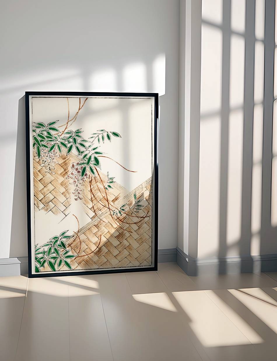 A framed picture in a room