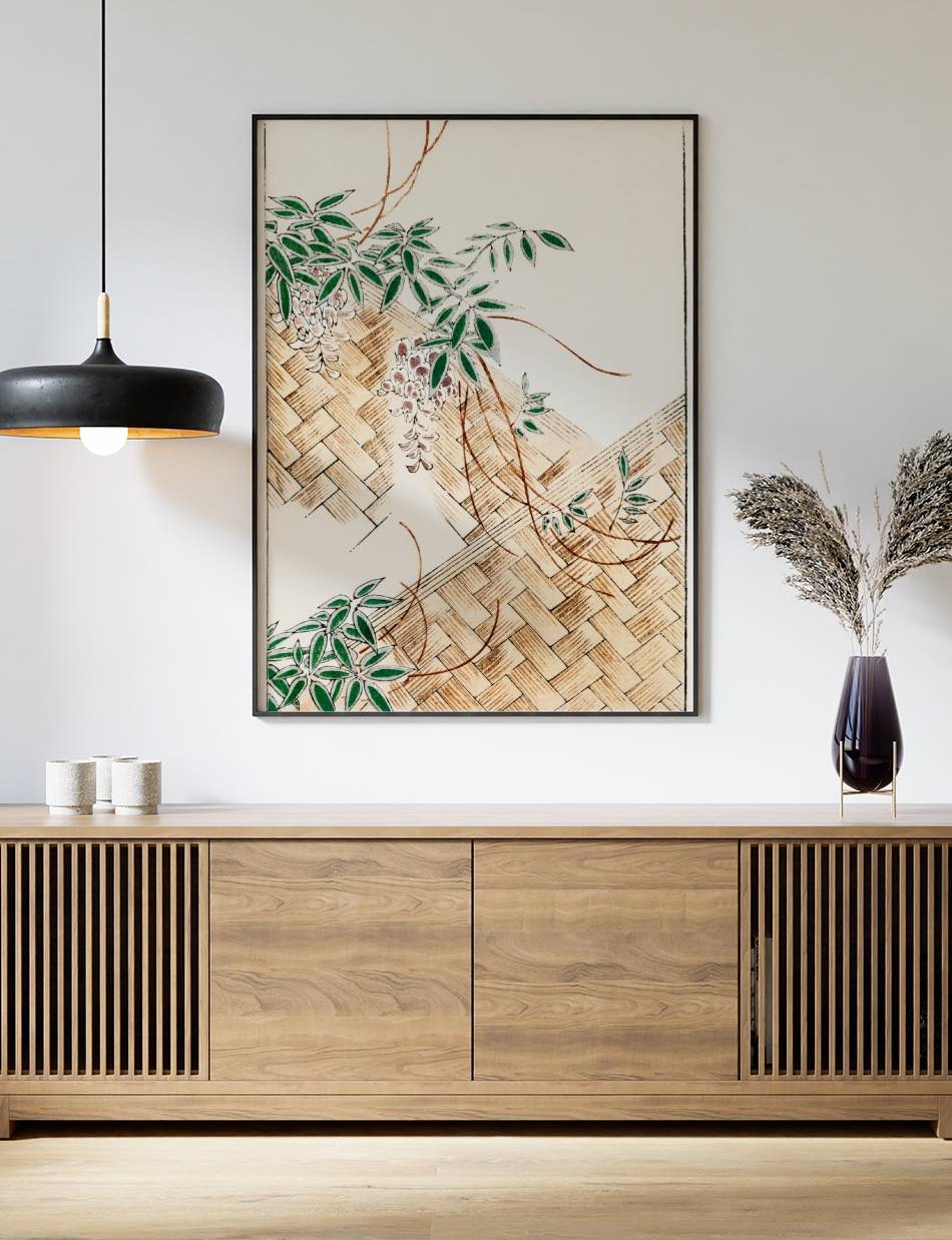 A painting on a cabinet